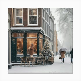 Amsterdam Chavez, winter, christmas snowfall.Winter In Amsterdam Canvas Print