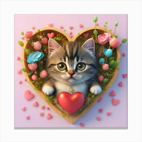 Valentine'S Day Cute kitten Canvas Print