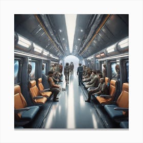 Futuristic Train Interior Canvas Print