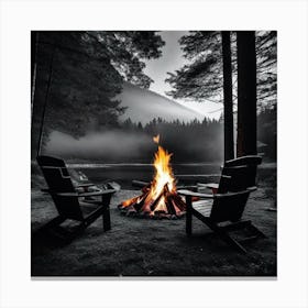 Fire Pit In The Woods Canvas Print