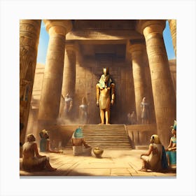 0 An Egyptian Pharaonic Temple In Which The Pharaoh Esrgan V1 X2plus Canvas Print