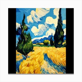 Cypresses In The Wheat Field 1 Canvas Print