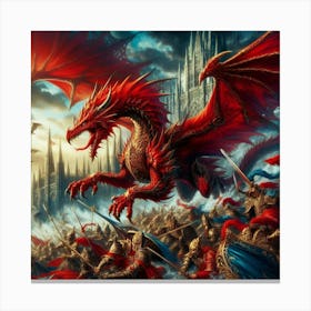 Red Dragon Battle 1 Canvas Print