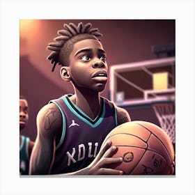 Basketball Player Holding A Basketball 3 Canvas Print