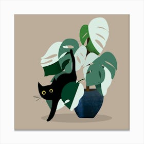 Cat In A Pot Wall Art Canvas Print