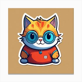 Cute Cat With Glasses Canvas Print