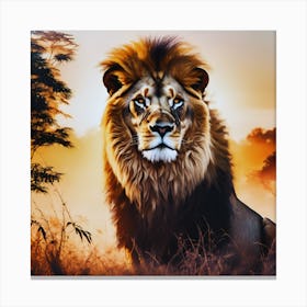 Lion At Sunset Canvas Print