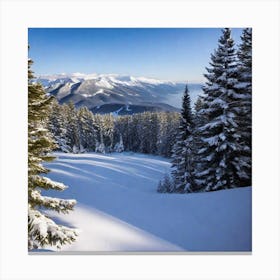 Snowy Mountain Scene Canvas Print