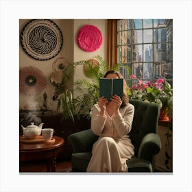 Cozy Retreat Woman Reading In A Decorated Room (2) Canvas Print