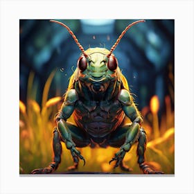 Grass Hopper Standing Up On Back Legs Looking At Camera Canvas Print