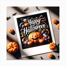 Halloween Polaroid Greeting Card Canvas Print