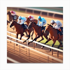 Horse Racing At The Racetrack 2 Canvas Print