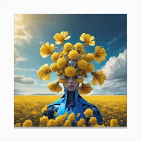 Woman With Flowers On Her Head Canvas Print