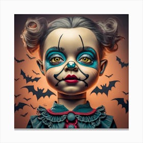 Girl Dressed As A Clown Canvas Print