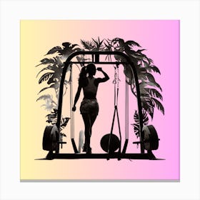 Silhouette Of Woman In Gym Canvas Print