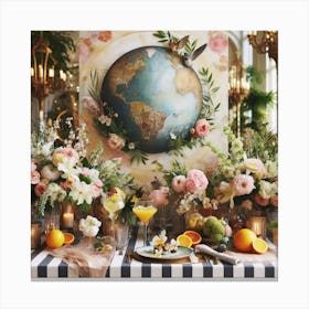 Table Setting With Flowers Canvas Print