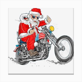 Biker Santa Motorcycle Fan Merry Christmas Xmas Holidays Canvas Print