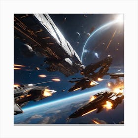 Space Battle Canvas Print