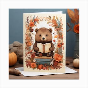 Bear Reading A Book Canvas Print