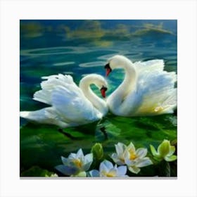 Swans In Love Canvas Print