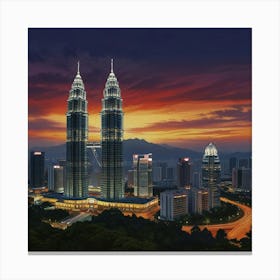 Petronas Towers At Dusk Canvas Print