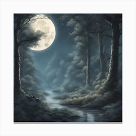 Full Moon In The Forest Canvas Print