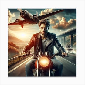 Man On A Motorcycle Canvas Print