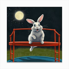 Rabbit On Trampoline 1 Canvas Print