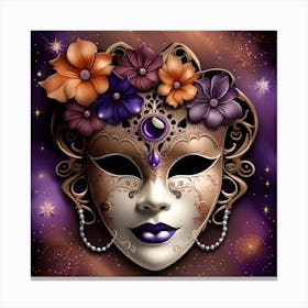 Mask With Flowers 1 Canvas Print
