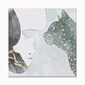 Cat And Woman Canvas Print