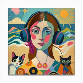 Woman Listening To Music 12 Canvas Print