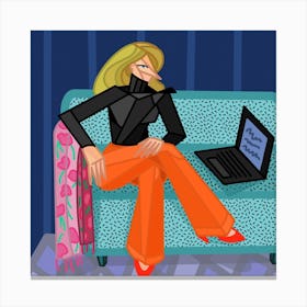 Work From Home Square Canvas Print