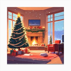 Christmas Tree In The Living Room 42 Canvas Print