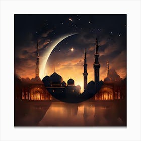 Islamic Mosque At Night Canvas Print