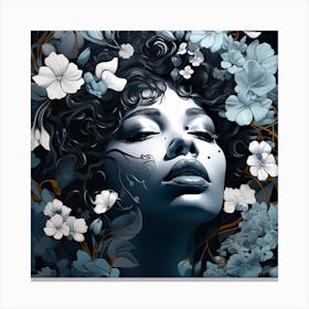 Black Girl With Flowers 8 Canvas Print