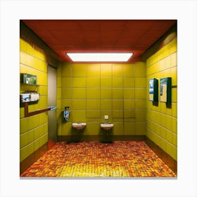 Bathroom With Colorful Tiles 1 Canvas Print