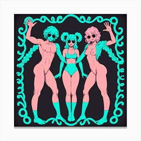 Three Girls In Bikinis 8 Canvas Print