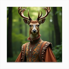 Flux Dev A Majestic Deer Adorned With An Extravagant Haute Cou 2 Canvas Print