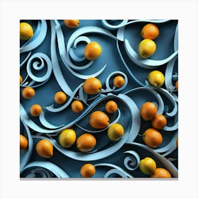 Oranges on a swirl design, kitchen Canvas Print