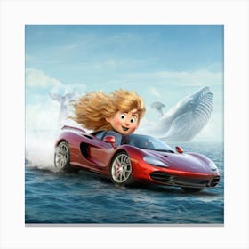 Girl In A Red Car Canvas Print