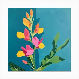 Snapdragon 3 Square Flower Illustration Canvas Print