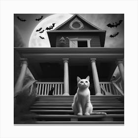 Cat In Front Of House Canvas Print