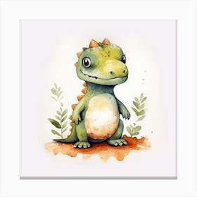 Cute Dinosaur Watercolor Painting Canvas Print