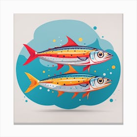 Two Colorful Sardines Art Print Canvas Print