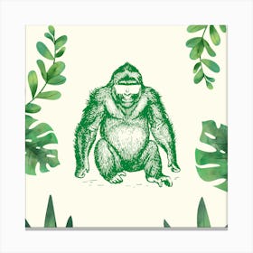 Gorilla In The Jungle green Canvas Print
