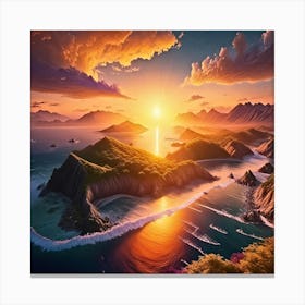 Sunset Over The Ocean Canvas Print