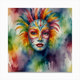 Colorful Woman With Feathers Canvas Print