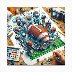 3d Football Drawing Canvas Print