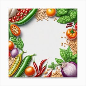 Vegetables In A Circle Canvas Print