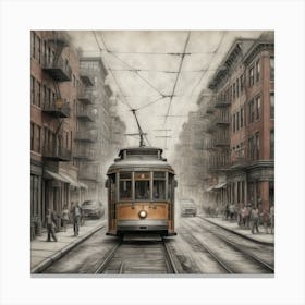 Boston Trolley art Canvas Print